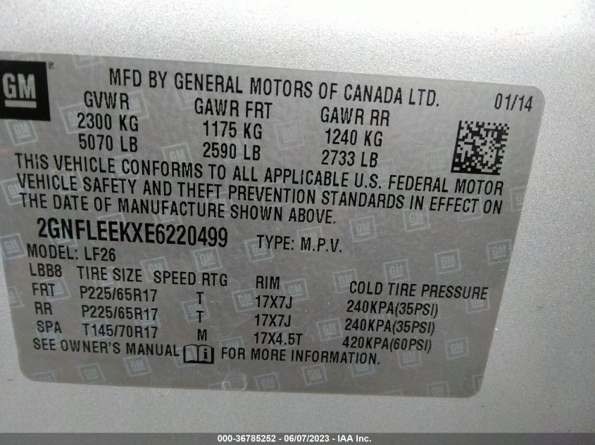 2014 CHEVROLET EQUINOX LS - 2GNFLEEKXE6220499