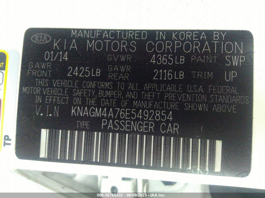 2014 KIA OPTIMA LX - KNAGM4A76E5492854