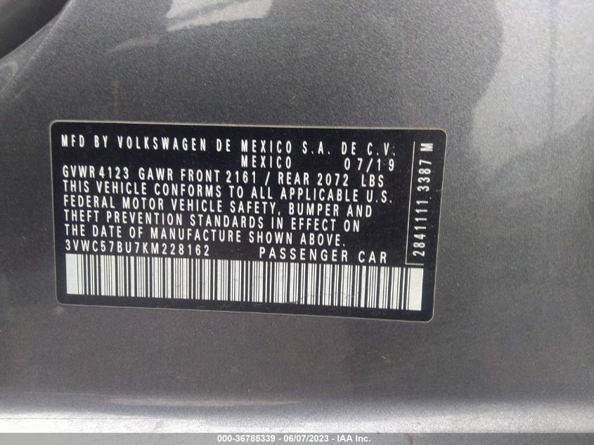 2019 VOLKSWAGEN JETTA S/SE/R-LINE - 3VWC57BU7KM228162