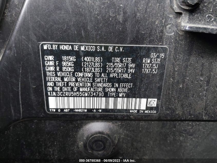 2016 HONDA HR-V EX - 3CZRU5H55GM734790