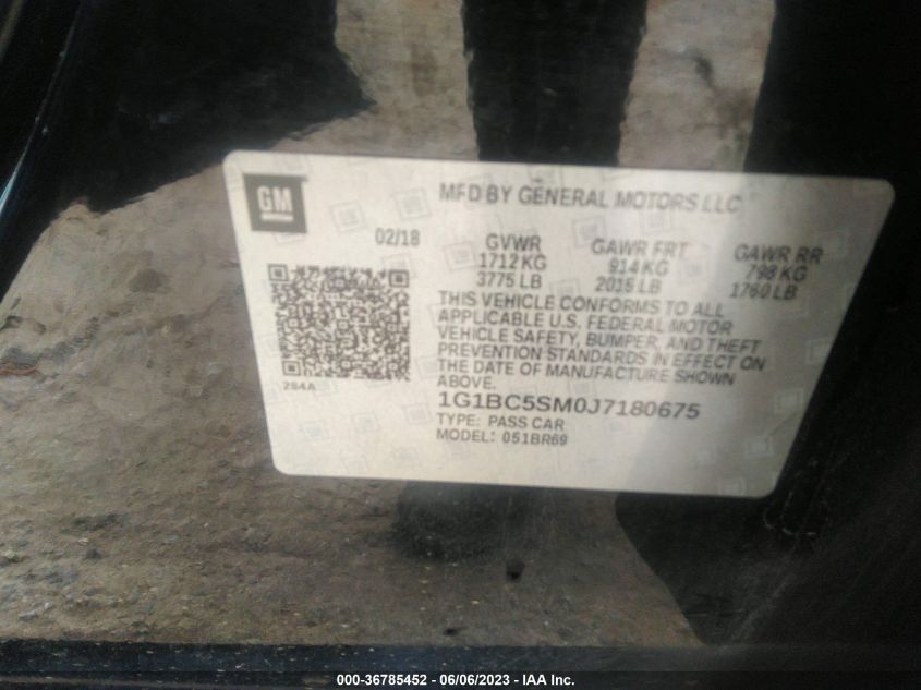 2018 CHEVROLET CRUZE LS - 1G1BC5SM0J7180675