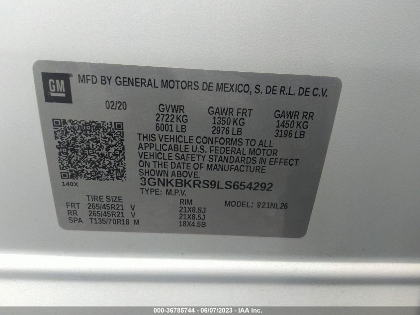 2020 CHEVROLET BLAZER RS - 3GNKBKRS9LS654292