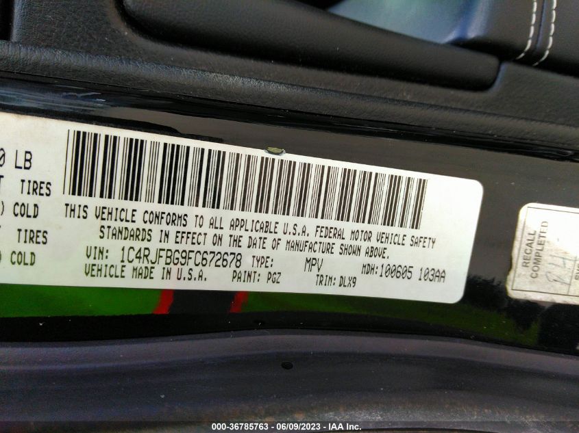 2015 JEEP GRAND CHEROKEE LIMITED - 1C4RJFBG9FC672678