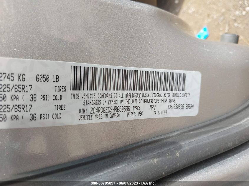 2017 DODGE GRAND CARAVAN GT - 2C4RDGEG9HR690536