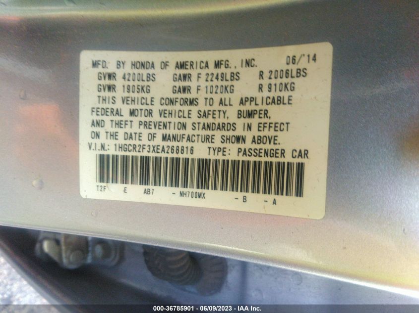 2014 HONDA ACCORD SEDAN LX - 1HGCR2F3XEA268816