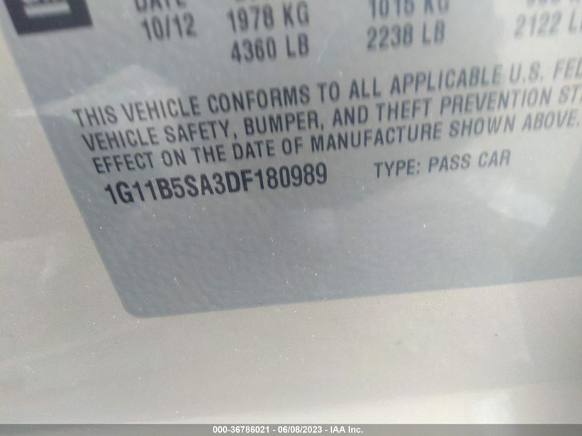 2013 CHEVROLET MALIBU LS - 1G11B5SA3DF180989