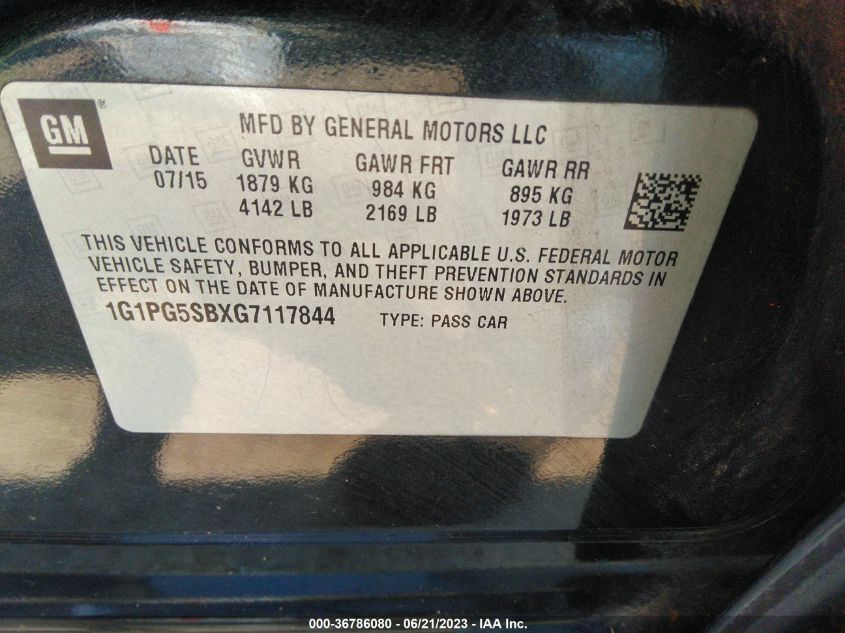 2016 CHEVROLET CRUZE LIMITED LTZ - 1G1PG5SBXG7117844