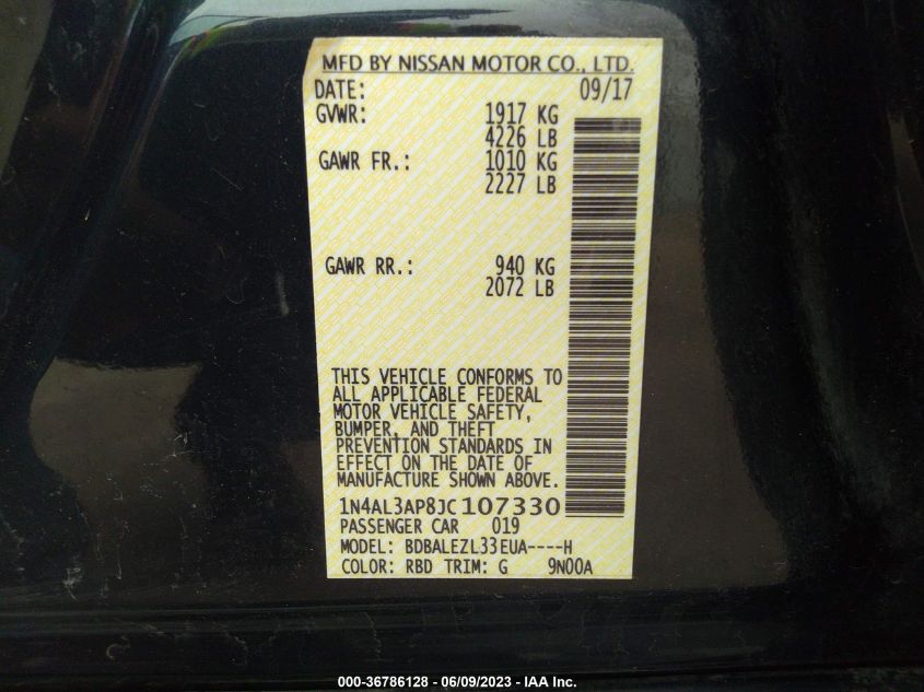 2018 NISSAN ALTIMA 2.5 S - 1N4AL3AP8JC107330
