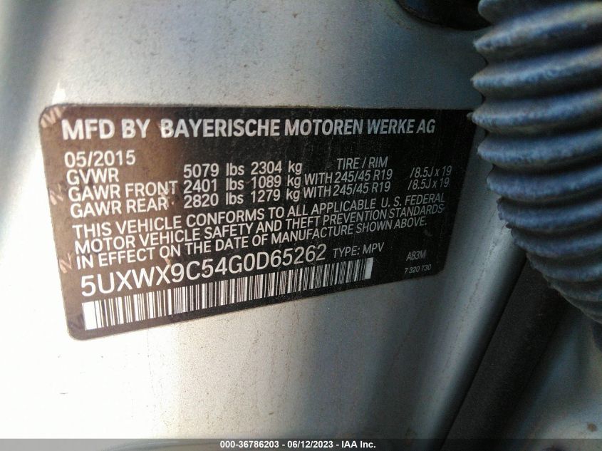 2016 BMW X3 XDRIVE28I - 5UXWX9C54G0D65262