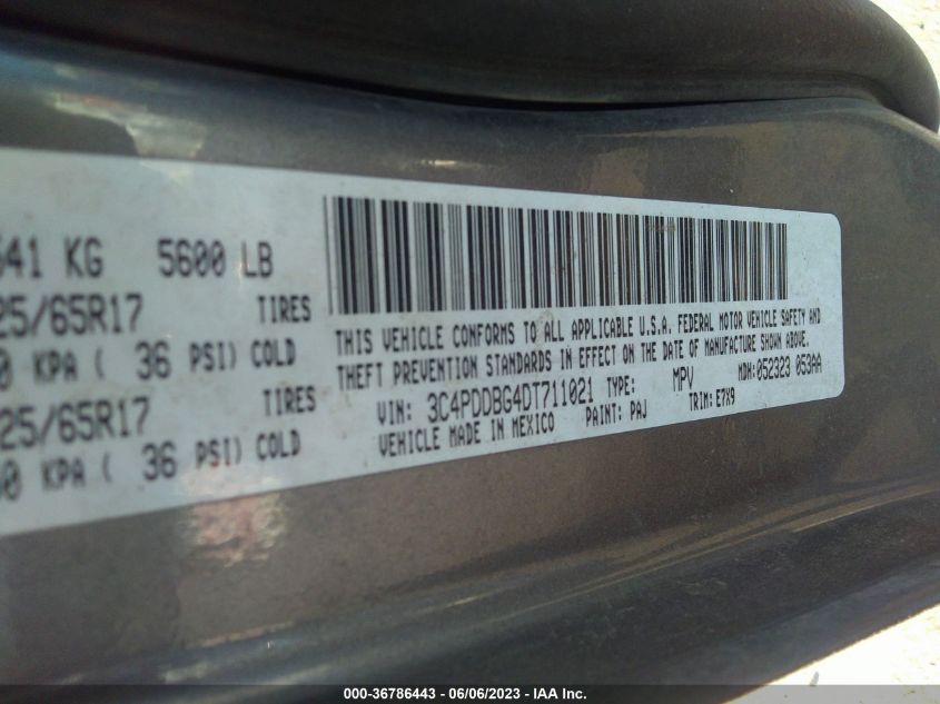 2013 DODGE JOURNEY SXT - 3C4PDDBG4DT711021