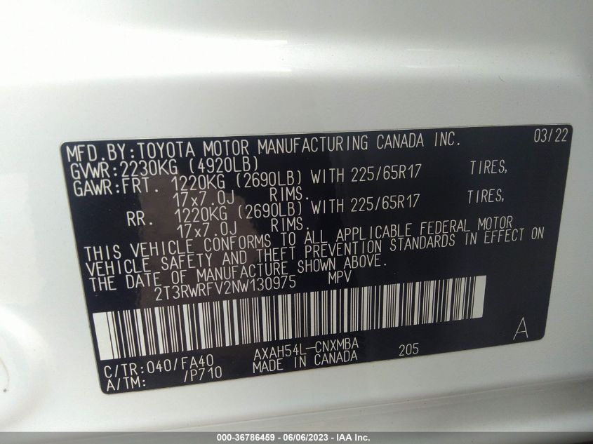2022 TOYOTA RAV4 HYBRID XLE - 2T3RWRFV2NW130975