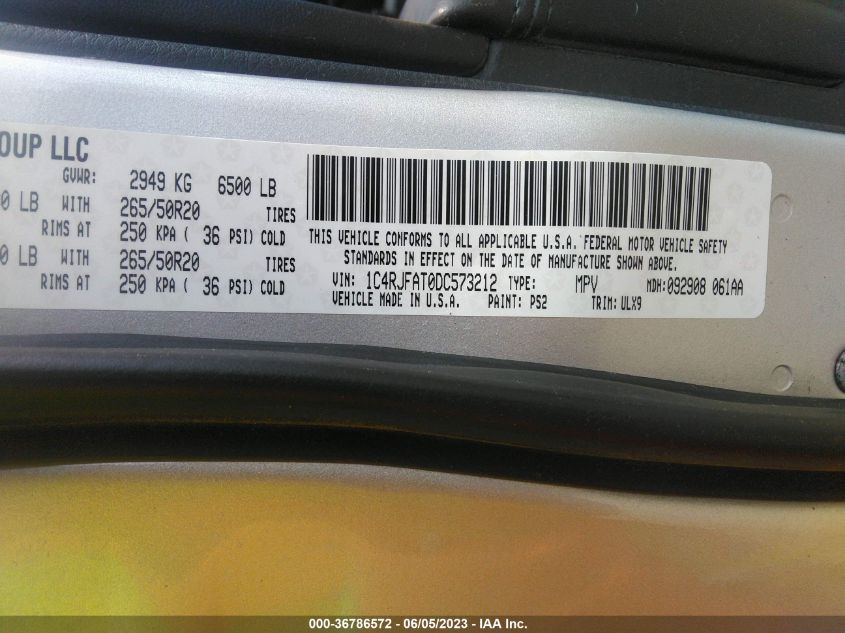 2013 JEEP GRAND CHEROKEE LAREDO - 1C4RJFAT0DC573212