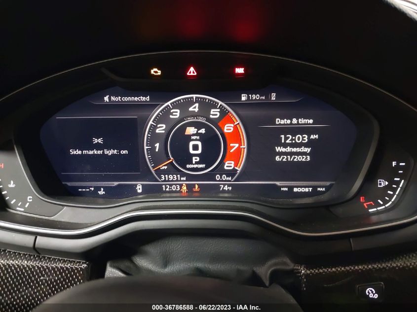 2019 AUDI S4 PREMIUM PLUS - WAUB4AF48KA005678
