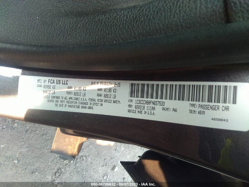 2015 CHRYSLER 200 LIMITED - 1C3CCCAB0FN657533