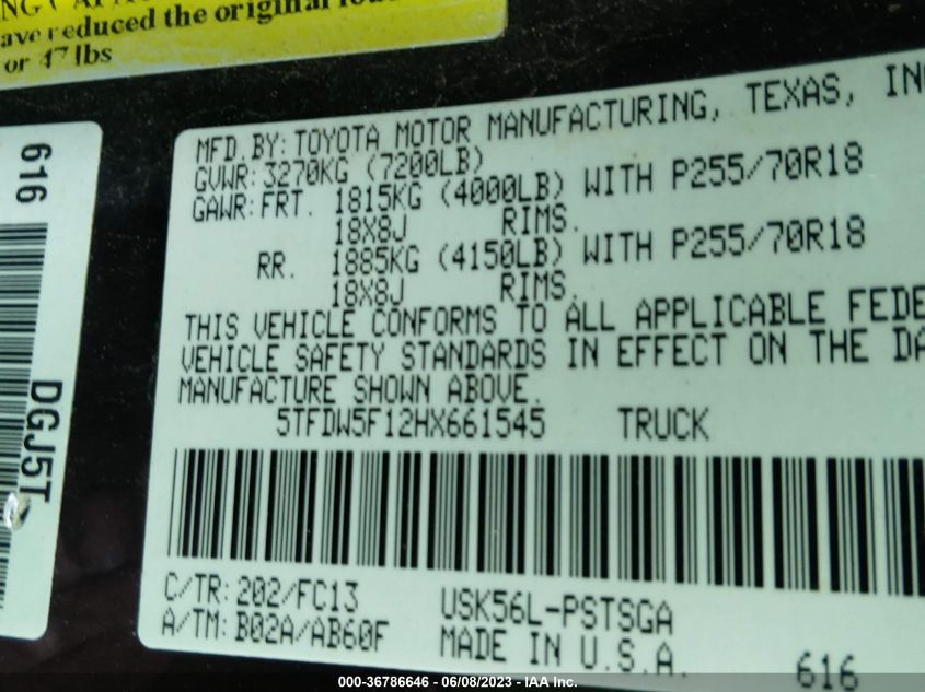 2017 TOYOTA TUNDRA SR5 5.7L V8 5TFDW5F12HX661545