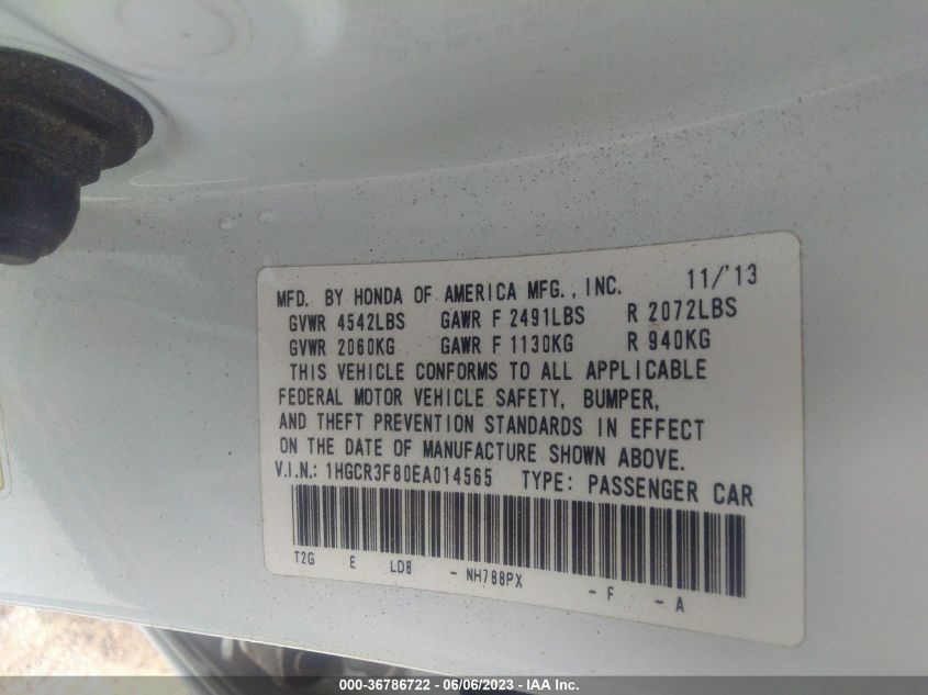 2014 HONDA ACCORD SEDAN EX-L - 1HGCR3F80EA014565