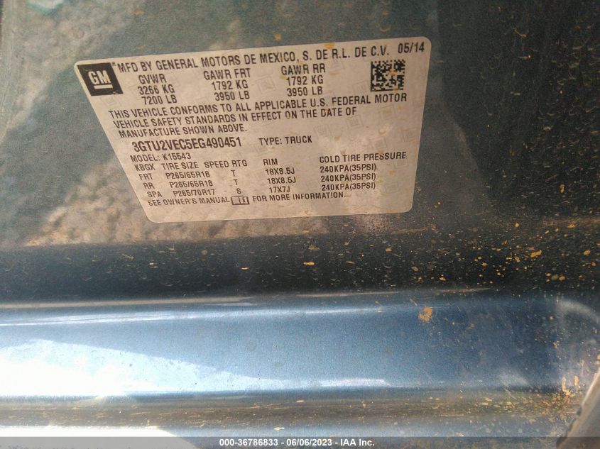 2014 GMC SIERRA 1500 SLT - 3GTU2VEC5EG490451