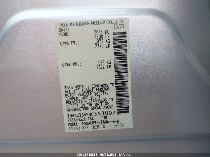 2022 NISSAN LEAF S - 1N4AZ1BVXNC553002