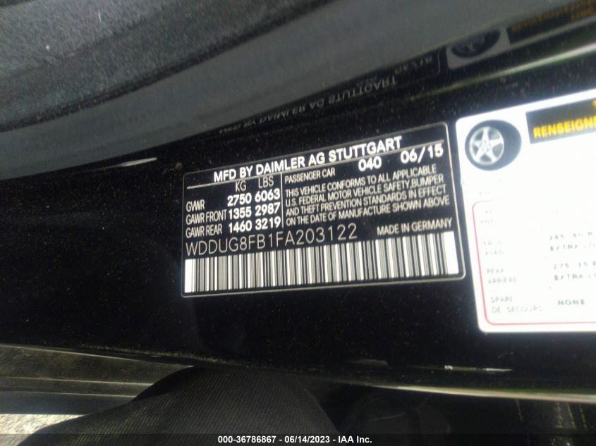 2015 MERCEDES-BENZ S-CLASS S 550 - WDDUG8FB1FA203122