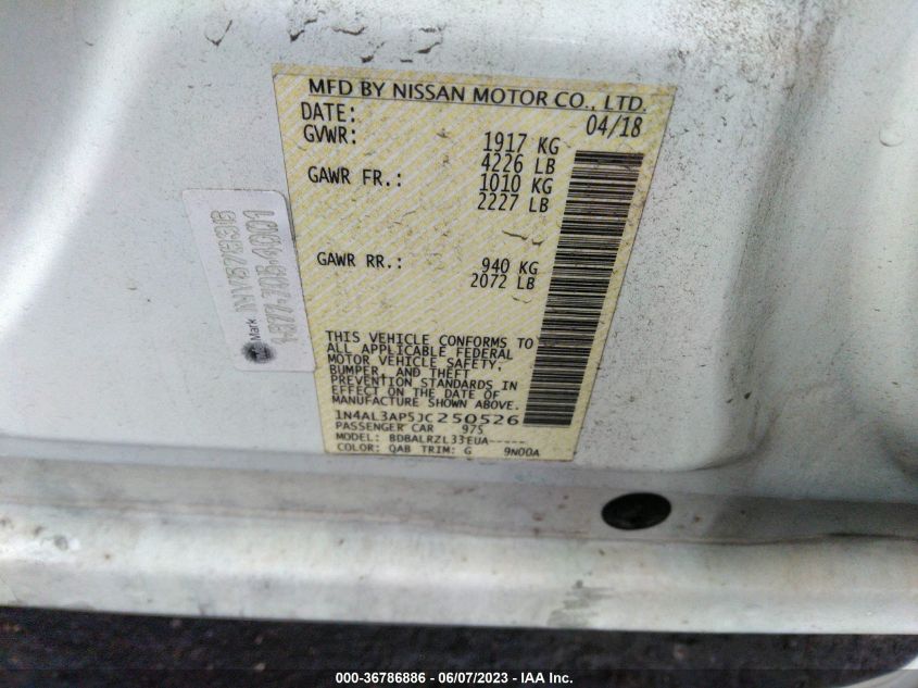 2018 NISSAN ALTIMA 2.5 SL - 1N4AL3AP5JC250526