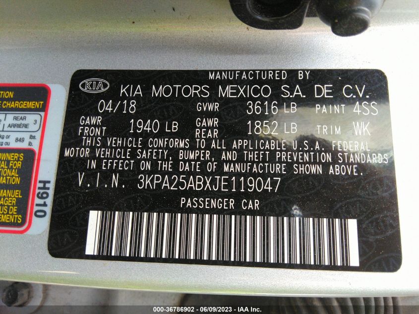 2018 KIA RIO 5-DOOR LX - 3KPA25ABXJE119047