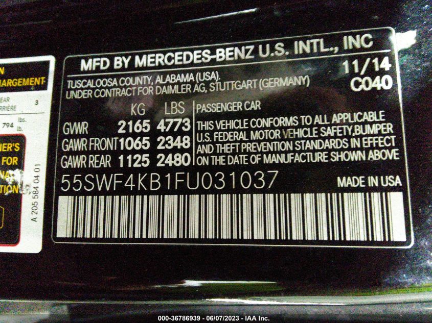 2015 MERCEDES-BENZ C-CLASS C 300 - 55SWF4KB1FU031037