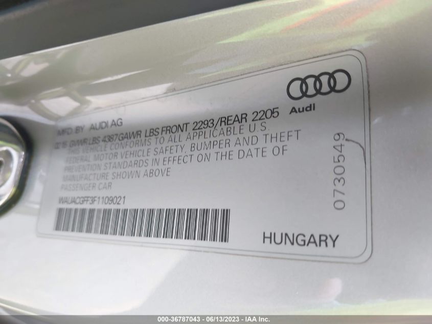 2015 AUDI A3 1.8T PREMIUM - WAUACGFF3F1109021