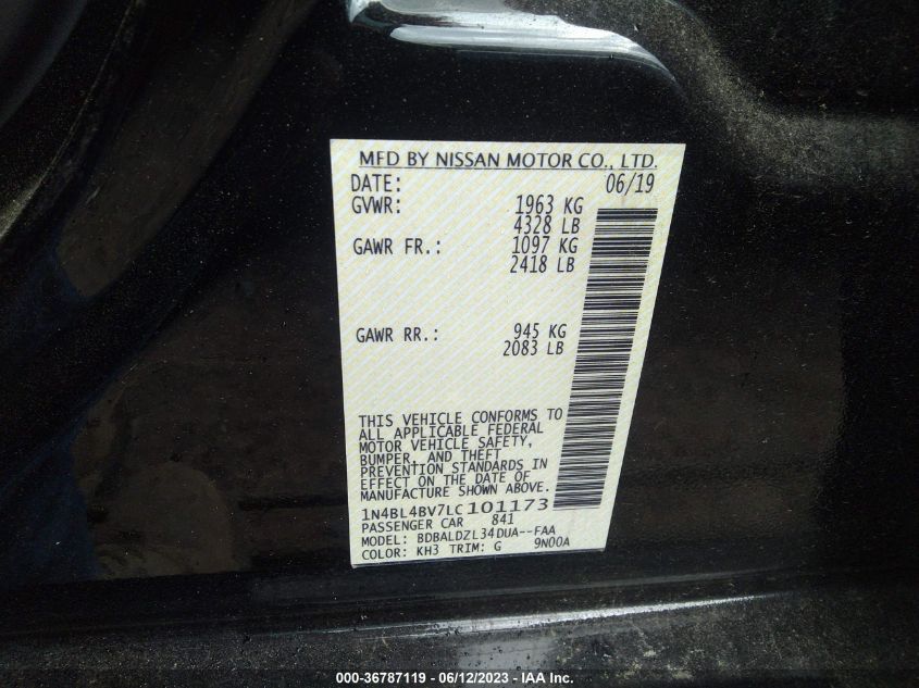 2020 NISSAN ALTIMA 2.5 S - 1N4BL4BV7LC101173