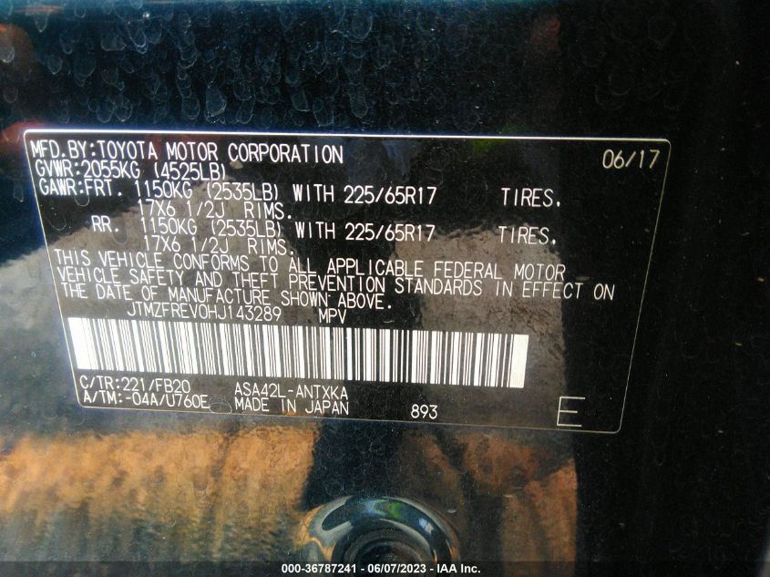 2017 TOYOTA RAV4 LE - JTMZFREV0HJ143289