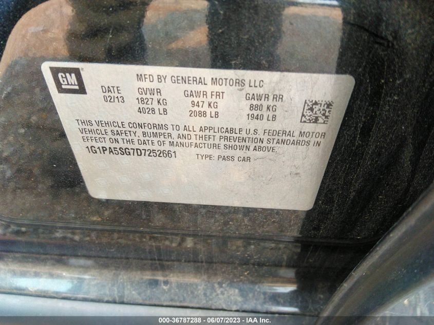 2013 CHEVROLET CRUZE LS - 1G1PA5SG7D7252661