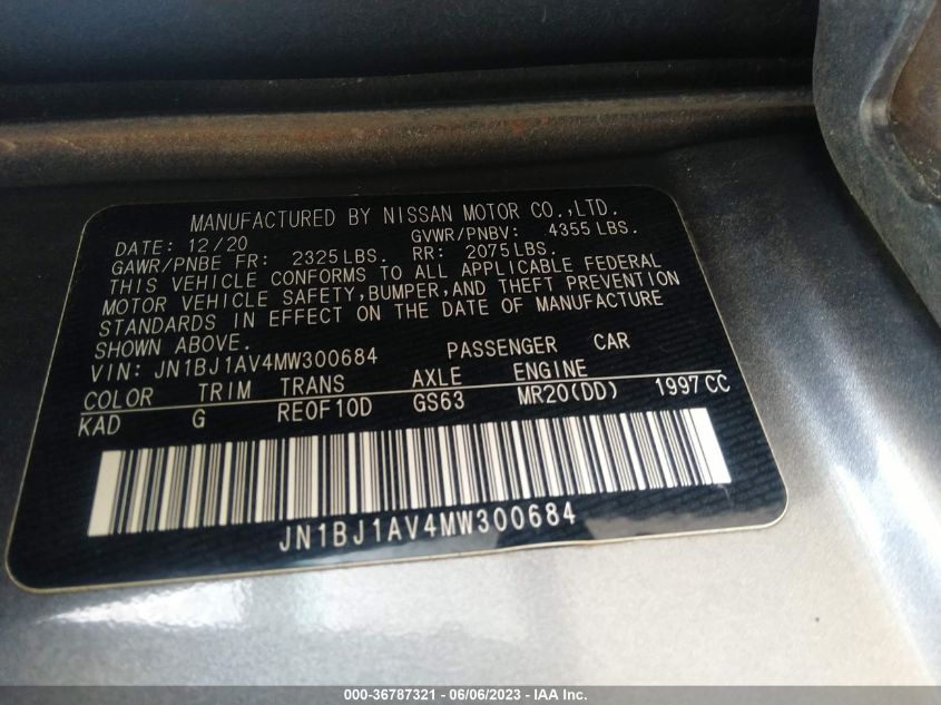 2021 NISSAN ROGUE SPORT S - JN1BJ1AV4MW300684