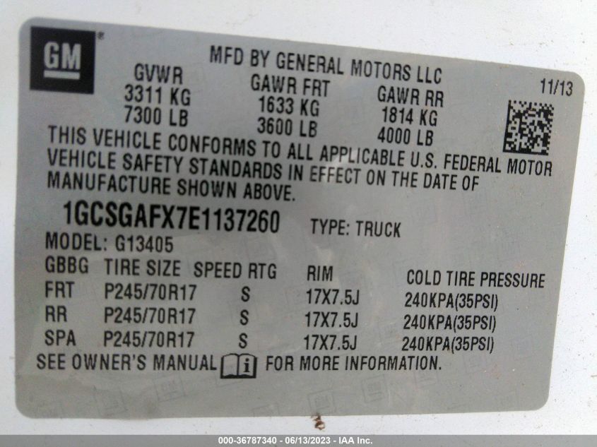 2014 CHEVROLET EXPRESS CARGO VAN - 1GCSGAFX7E1137260
