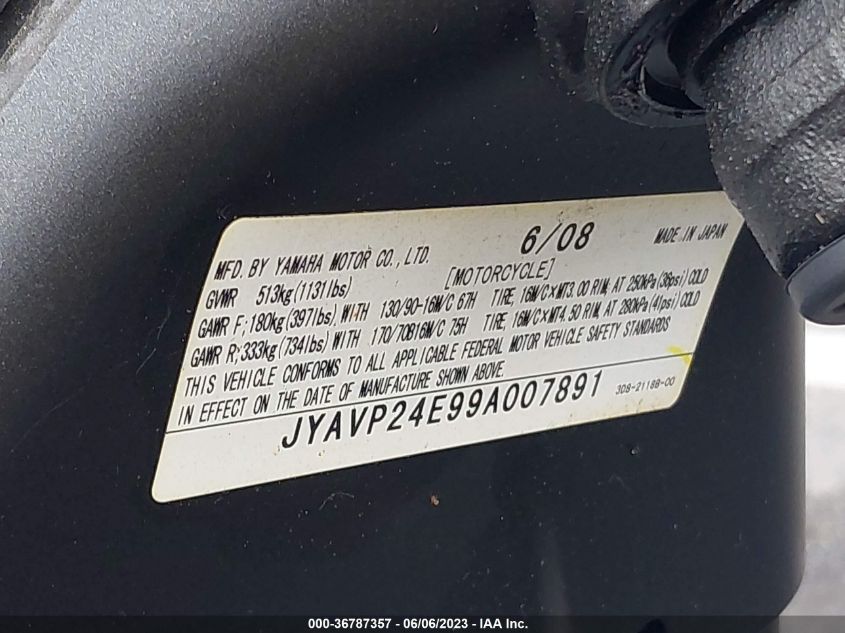 2009 YAMAHA XVS1300 A - JYAVP24E99A007891