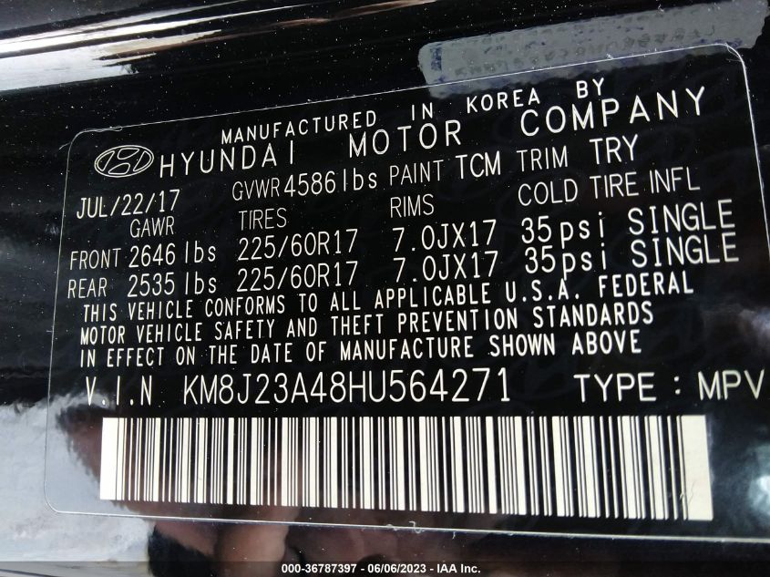 2017 HYUNDAI TUCSON SE - KM8J23A48HU564271