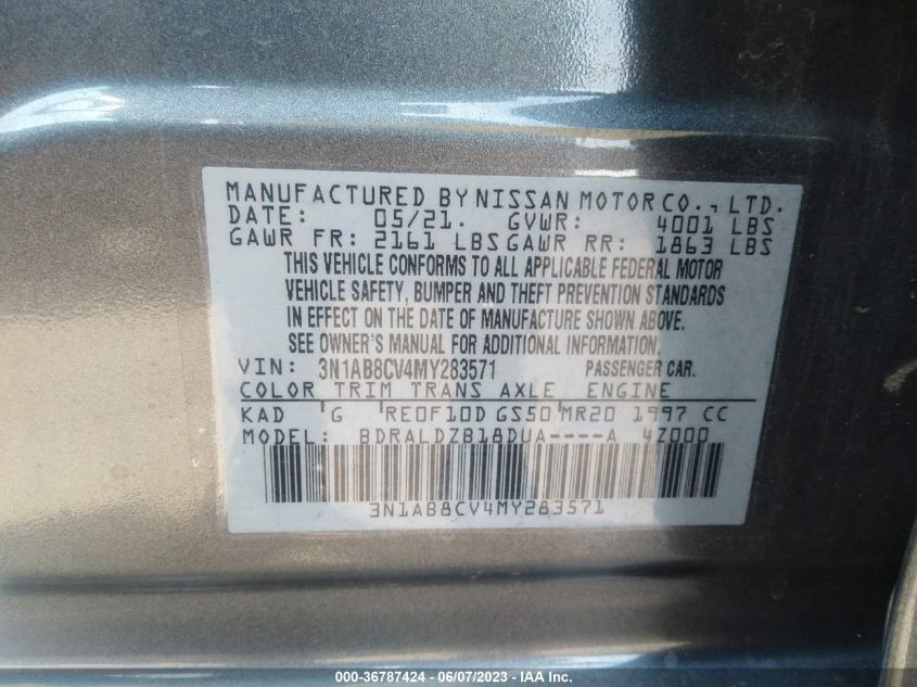2021 NISSAN SENTRA SV - 3N1AB8CV4MY283571