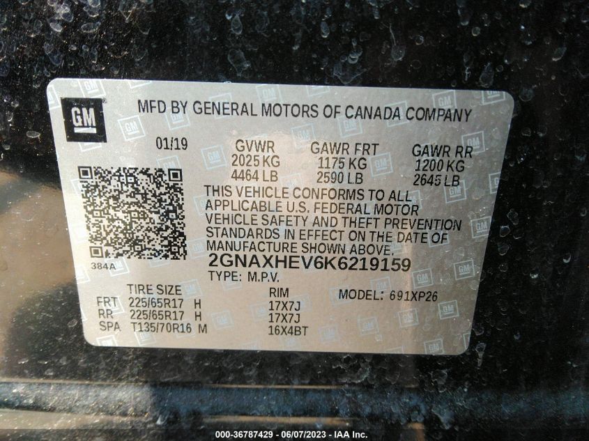 2019 CHEVROLET EQUINOX LS - 2GNAXHEV6K6219159