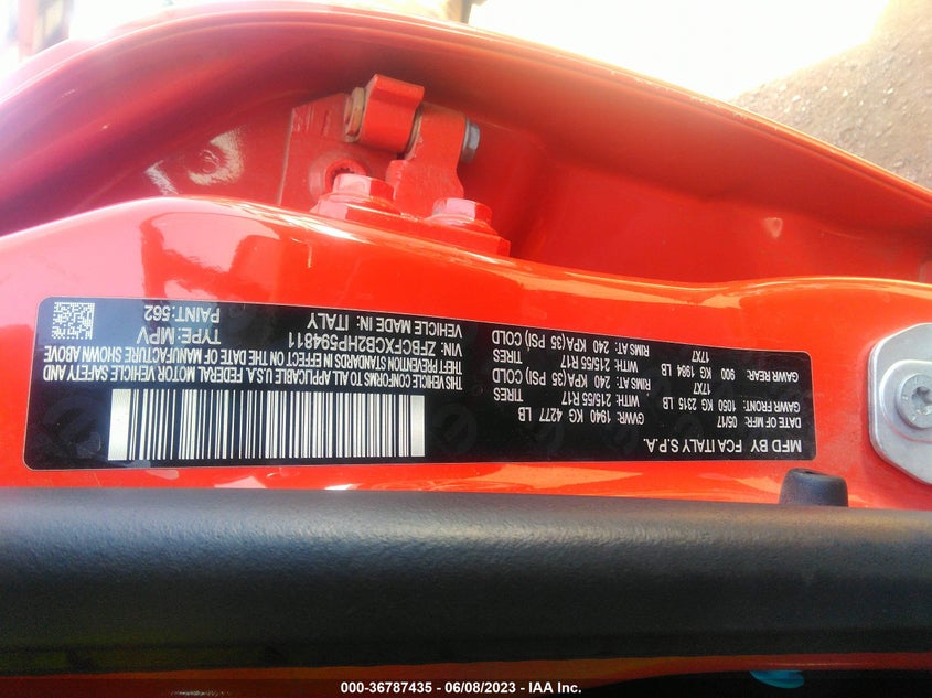 VIN ZFBCFXCB2HP594811 2017 FIAT 500X TREKKING