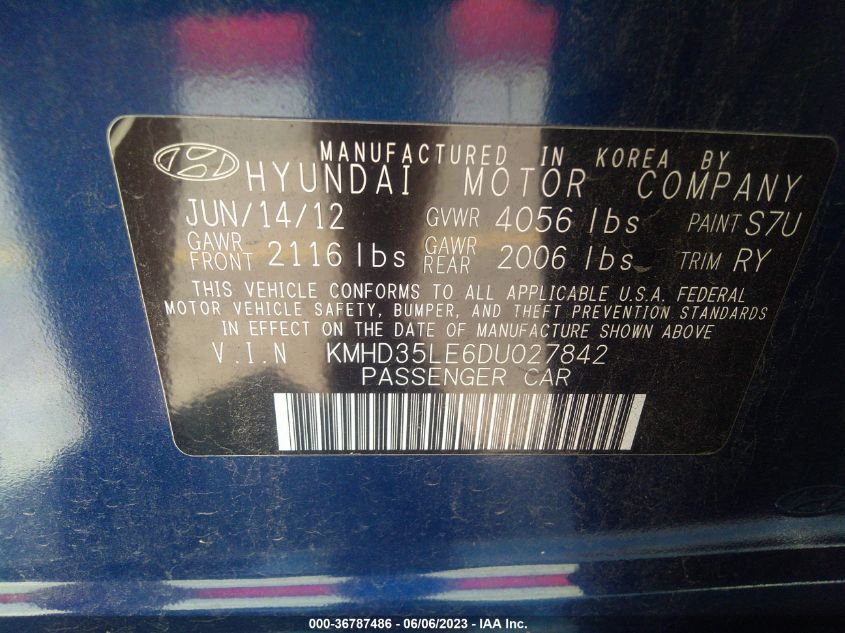 2013 HYUNDAI ELANTRA GT - KMHD35LE6DU027842