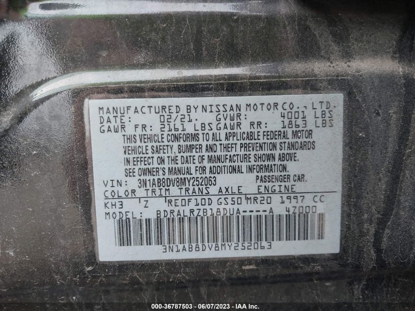 2021 NISSAN SENTRA SR - 3N1AB8DV8MY252063