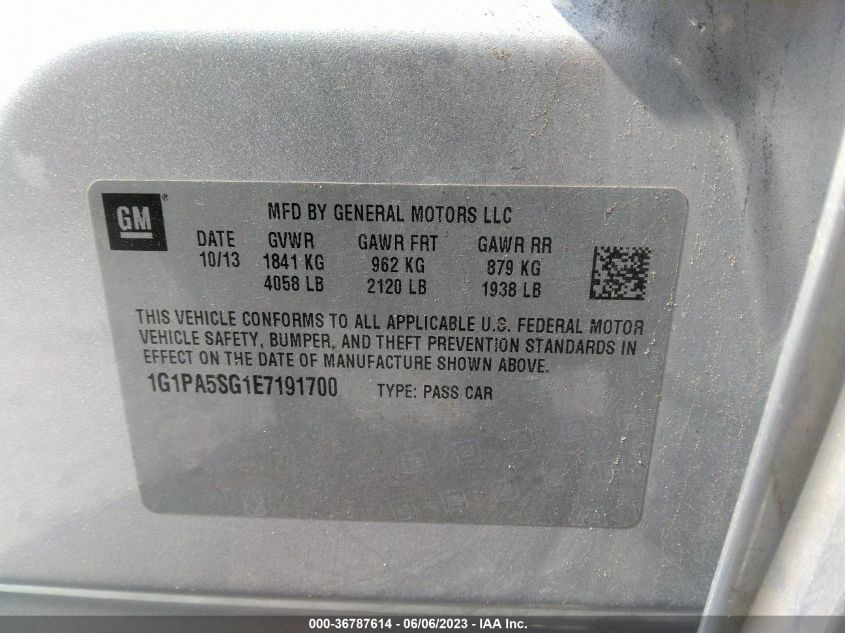 2014 CHEVROLET CRUZE LS - 1G1PA5SG1E7191700