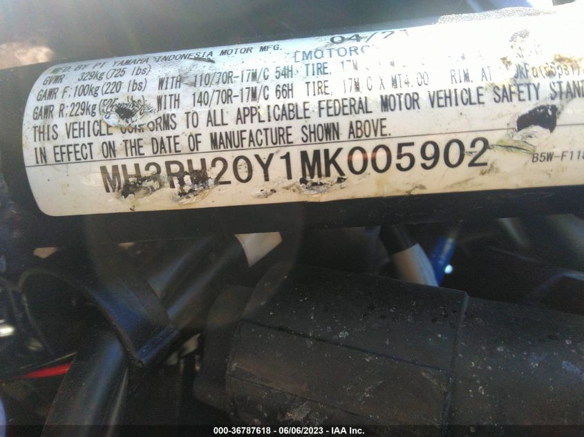 2021 YAMAHA MT-03 MH3RH20Y1MK005902