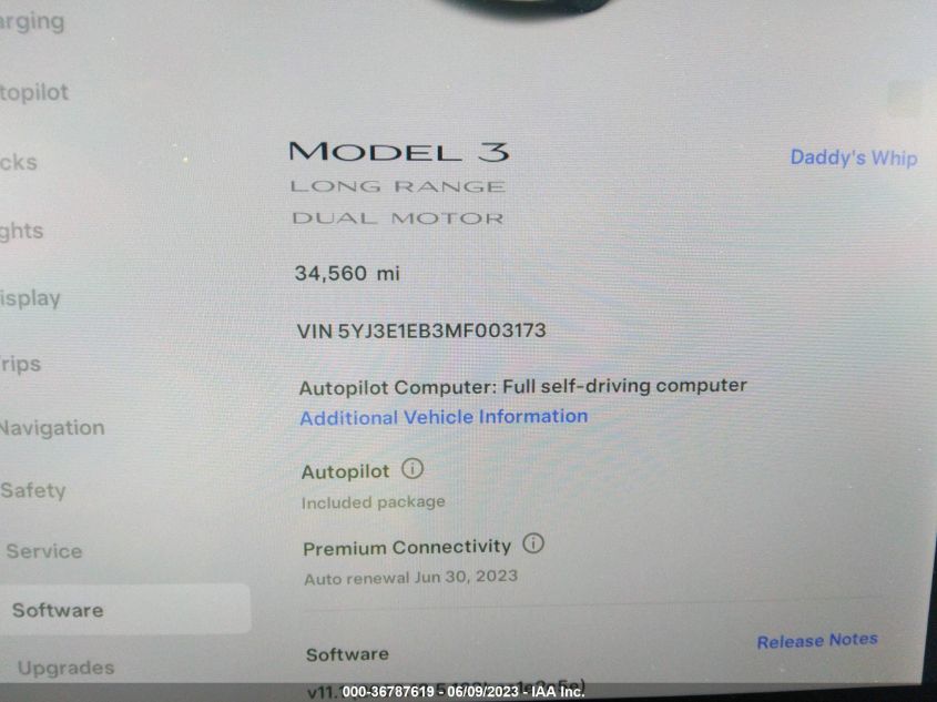2021 TESLA MODEL 3 LONG RANGE - 5YJ3E1EB3MF003173
