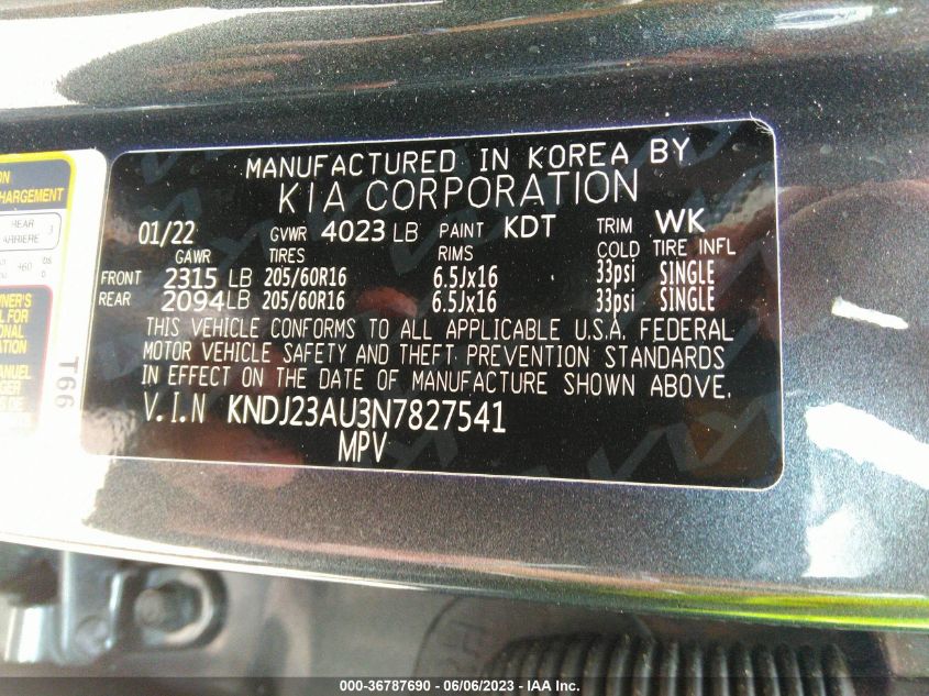 2022 KIA SOUL LX - KNDJ23AU3N7827541