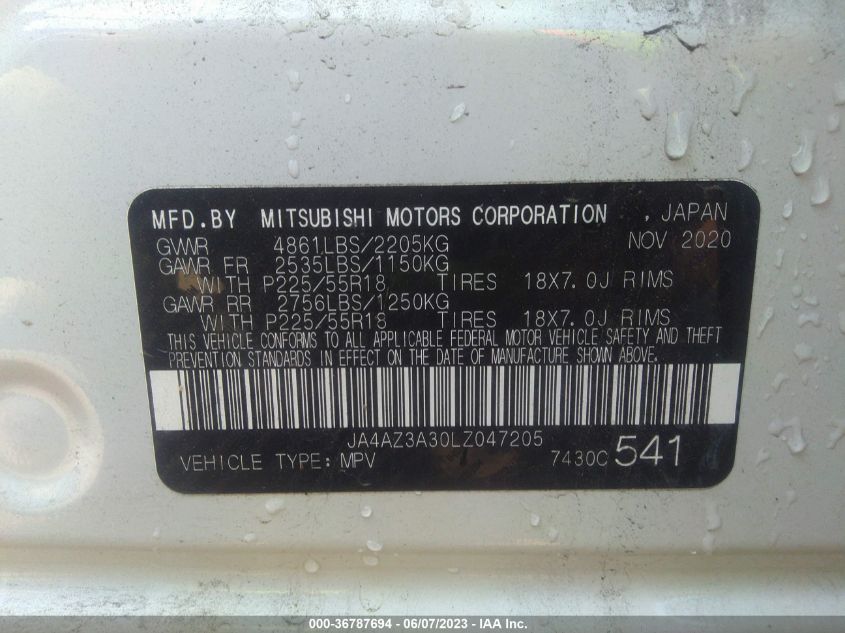 2020 MITSUBISHI OUTLANDER ES/SE/SEL/LE/SP - JA4AZ3A30LZ047205