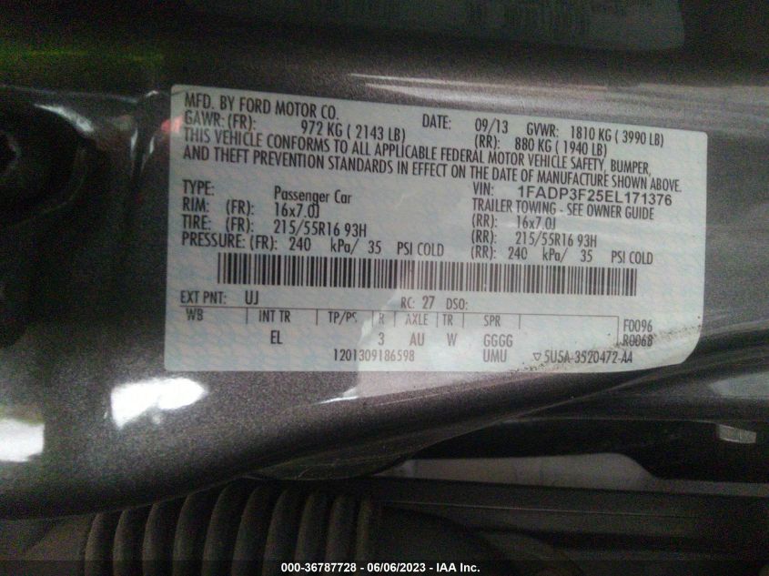 2014 FORD FOCUS SE - 1FADP3F25EL171376