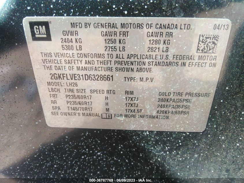2013 GMC TERRAIN SLT - 2GKFLVE31D6328661