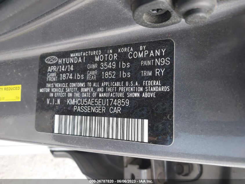 2014 HYUNDAI ACCENT GLS/SE - KMHCU5AE5EU174859