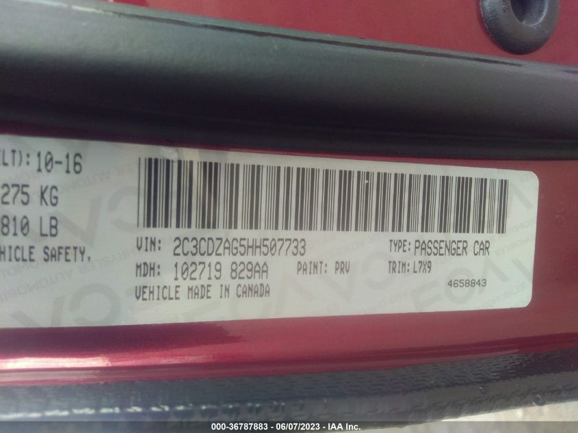 2017 DODGE CHALLENGER SXT - 2C3CDZAG5HH507733