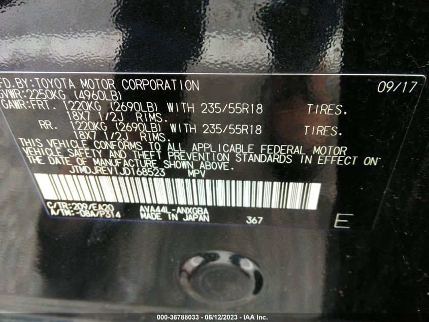 2018 TOYOTA RAV4 HYBRID LIMITED - JTMDJREV1JD168523