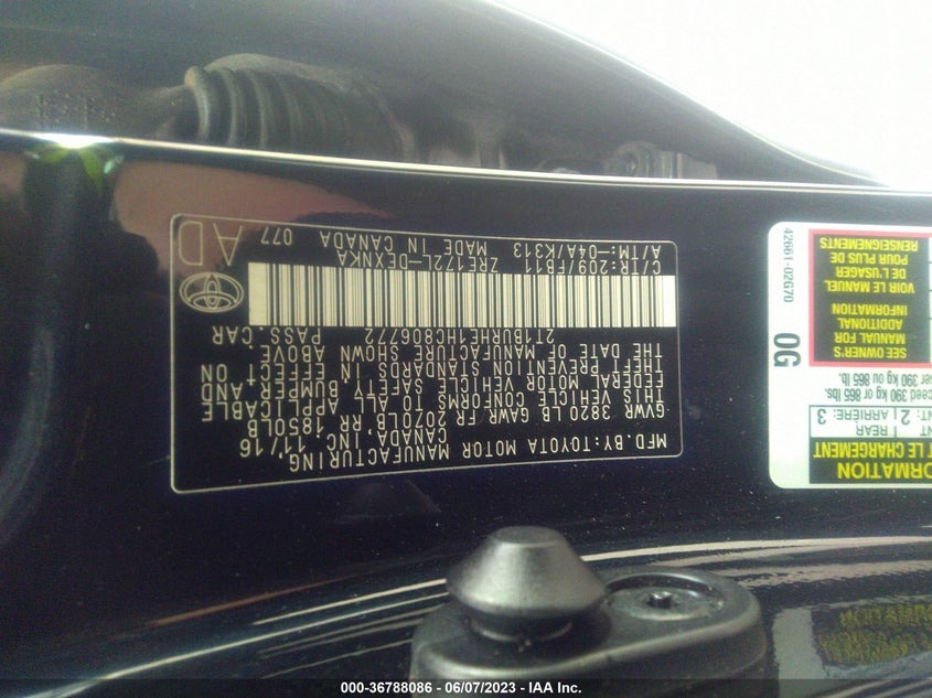 VIN 2T1BURHE1HC806772 2017 TOYOTA COROLLA L/LE/XLE/SE